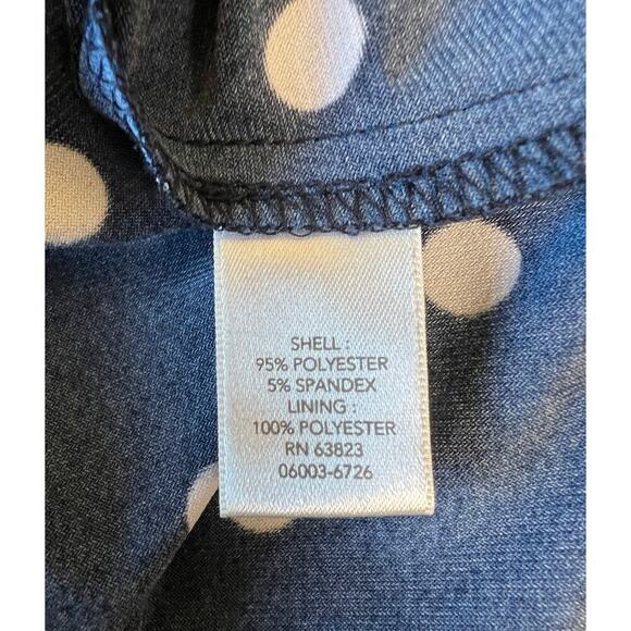 Christopher & Banks Blue Polka Dot A Line Dress Size 8 Belted Sheath Business - Picture 10 of 11